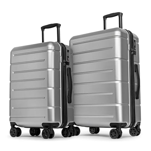 Luggage Sets 2 Piece Suitcase Set Hardshell 20 inch (Silver / 2-Piece Set (20/24))