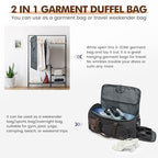 Garment Bags for Travel Canvas Duffle Bags for Men Hanging Suitcase (Black)