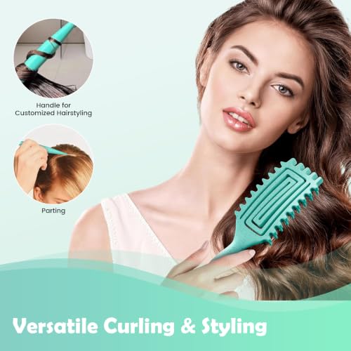 Curl Defining Brush with Side Gear for Curly Hair (Green)