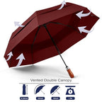Big Golf Umbrella Folding Windproof Portable Compact Auto Open for Women (07.Wine Red)