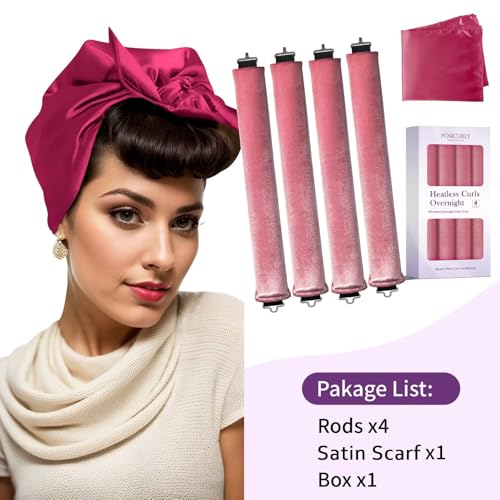 Heatless Curls Overnight Hair Curlers (Dusty Rose(Pack of 4))