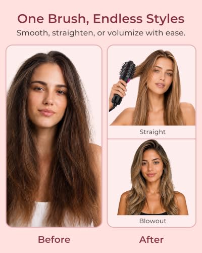 Dual Voltage Hair Dryer Brush (Rose Red / Black)