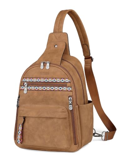 Large Sling Bag for Women (Camel Brown Nubuck Style)