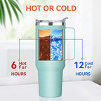 40 oz Stainless Steel Tumbler with Handle (Mint Green / 40 Ounces-8)