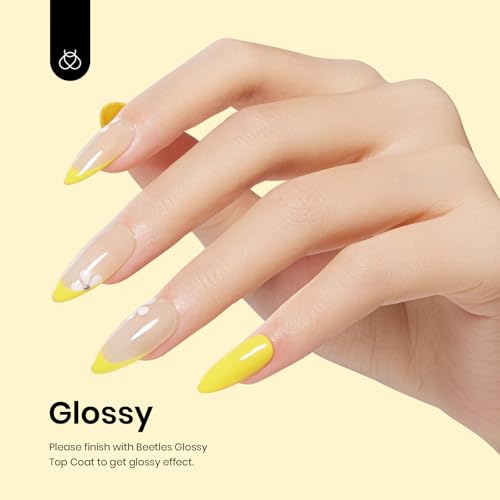 Beetles Yellow Gel Nail Polish 15ML Soak Off UV Gel for Fall Nail Art (K - Creme Yellow | Canary Yellow)