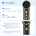 Ionic Hair Dryer with Diffuser (Black&yellow)