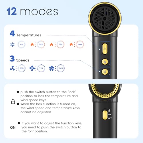 Ionic Hair Dryer with Diffuser (Black&yellow)