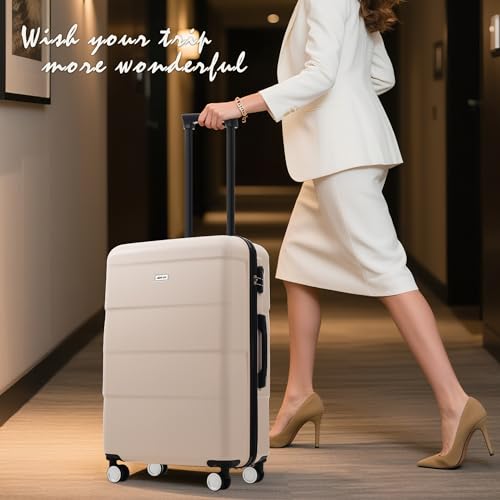 Luggage Sets of 3 Piece Carry on Suitcase Airline Approved (3-piece Set(20/24/28) / Light Pink)