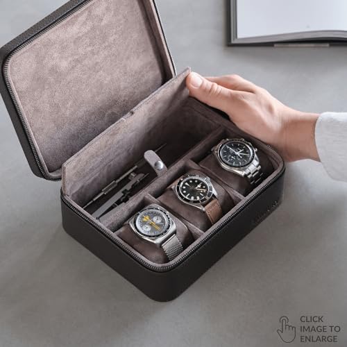 3 Watch Case with Storage Compartment (Brown / 3 Watch Case with Storage)