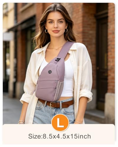 Crossbody Bags for Women Men Trendy Sling Bag Backpack Chest Bag (Large / Light Purple)