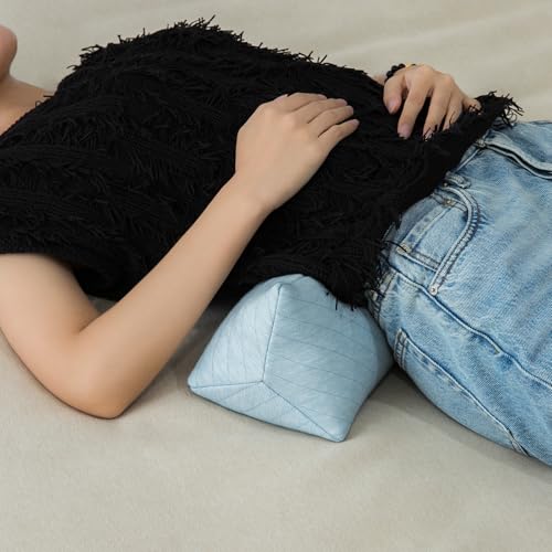 Buckwheat Neck Support Pillow Cervical Neck Cylinder Bolster Pillow Neck Pain Relief Breathable Comfortable for Back and Side Sleepers Round Pillows for Lunch Break Blue (6x15 in / Blue)