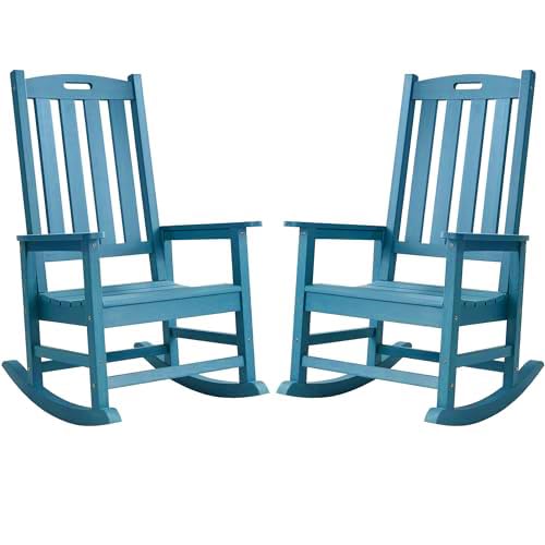 Outdoor Rocking Chairs Set of 2 (Blue / 2 pack)