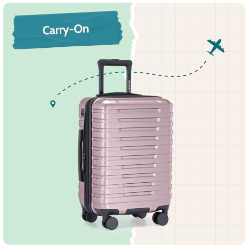 Boren Expandable Hardside Rugged Travel Luggage with 8 Spinner Wheels (Carry-on 22-Inch, USB Port in Carry-On / Orchid)