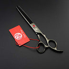 7" Dog Grooming Scissors Set with Rhinestone Accent (Bright Black)