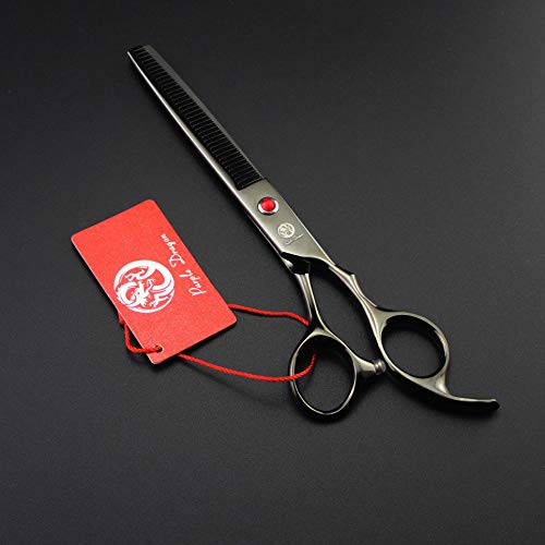 7" Dog Grooming Scissors Set with Rhinestone Accent (Bright Black)