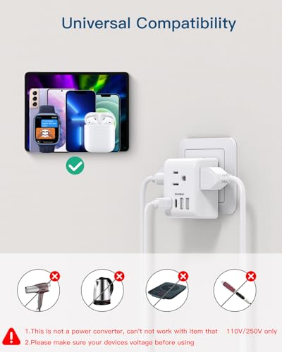 2 Pack European Travel Plug Adapter