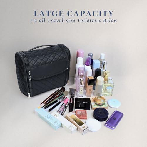 Makeup Bag for Women with Hanging Hook (Black-02)