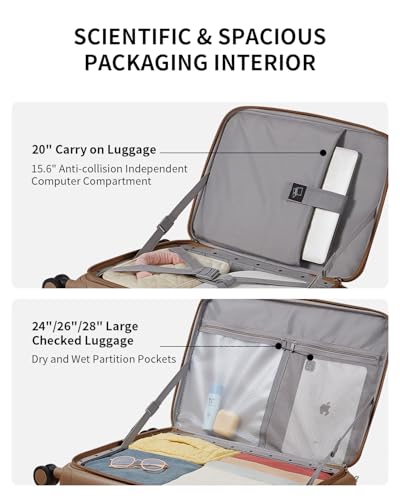 Expandable Top Opening 28 Inch Checked Luggage with Spinner Wheels (Chocolate Brown / 28-Inch Checked-Large)
