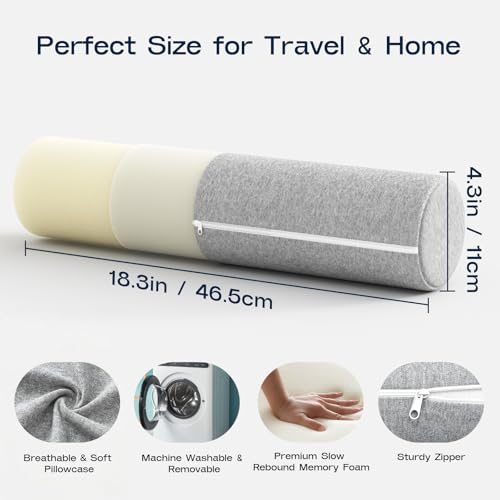 Neck Roll Pillow (Grey / Small - 4.1" H)