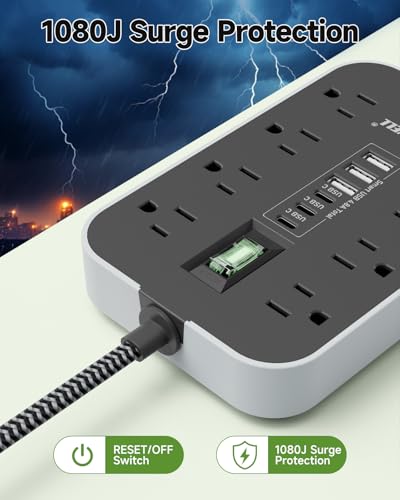 Power Strip Surge Protector (01-5 FT Power Strip(6 USB 4.8A Max))