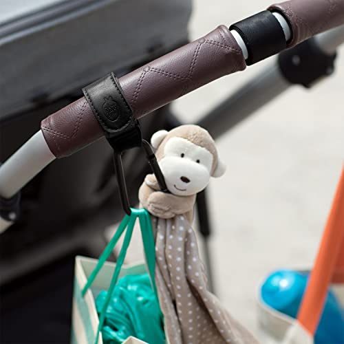 Vegan Leather Stroller Hooks for Bags (Vegan leather black)