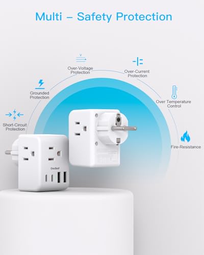 2 Pack Germany France Travel Plug Adapter