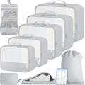 9 Set Packing Cubes with Packing List Luggage Packing Organizers for Travel Accessories (Light Grey)