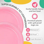 100 Pcs 10 Inch Pink Plastic Plates (Pink / 100 Pcs)