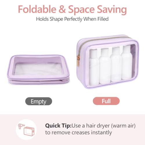 Clear Makeup Bag Travel (3 Pack Purple / TSA Specialist (3-Pack Medium - Soft))