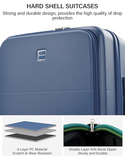 24 Inch Expandable Checked Luggage (Interstellar Blue / 24 Inch EXT)