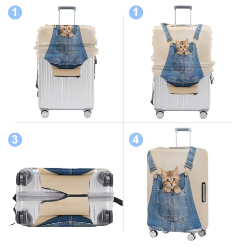 Luggage Cover Washable Suitcase Protector Anti (Pocket Kitten / M(fits 24-26Inch suitcase))
