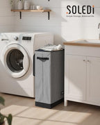 Slim Laundry Basket with Lid (Grey / 70L)