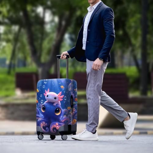 Underwater Axolotl & Octopus Pattern Airport Travel Luggage Cover (XL(for 30-32 inch luggage) / Underwater Axolotl & Octopus)