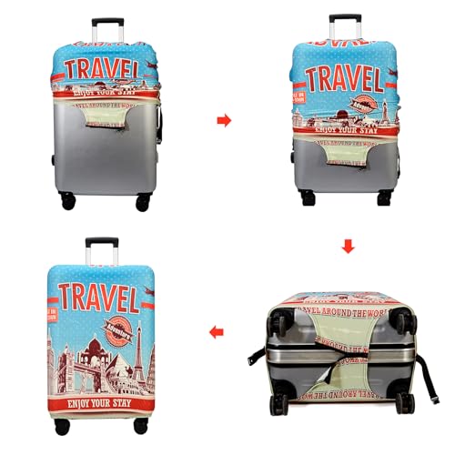 Travel Luggage Cover Suitcase Cover Protector Skins 18 (Tourist Attraction A28 / M (for 22--24 inch luggage))
