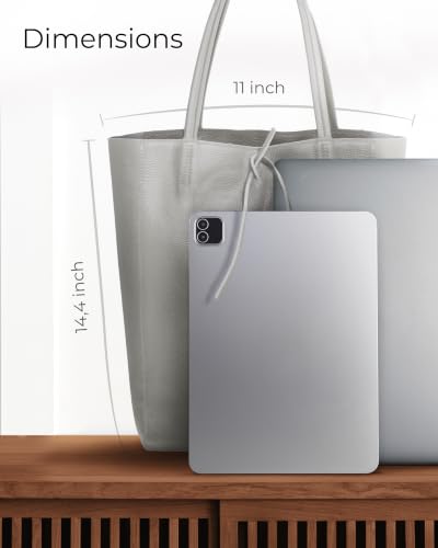 Genuine Italian Leather Tote Bag for Women (Grey)