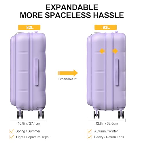 24 Inch Expandable Checked Luggage Hard Shell Suitcase (24 inch / Purple)