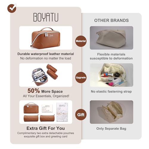 Travel Makeup Bag Cosmetic Bags for Women (C-1-Brown)