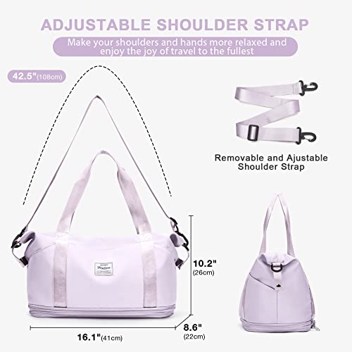 Large Travel Duffle Bag Carry On Weekender Bags for Women Men 18x14x8 Gym (A31-purple-2-layer Expansion / X-plus)