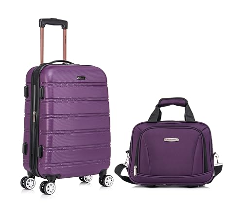 Melbourne Hardside 2 Piece Expandable Spinner Wheel Luggage Set (Purple / 2 Piece (20"/14" Tote))