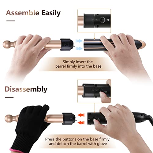 Curling Wand 5 in 1 Hair Curlers Iron Set with 5 Interchangeable Ceramic Tourmaline Barrel for Long Short Hair Styles Curling Irons Set Fast Heating Hair Cripmer for Women Gift (Champagne Gold)