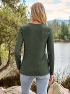 Long Sleeve Shirts for Women Casual Crewneck Tops Basic Tees (XX-Large / 01armygreen)