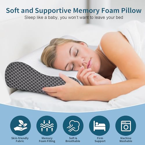 Cervical Neck Pillow for Pain Relief (Light Grey)