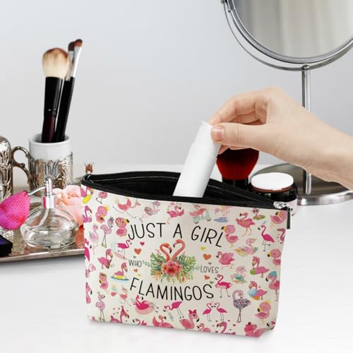 Flamingo Gifts Cute Flamingo Accessories Stuff Cosmetic Bag travel Makeup Bag Gifts for Women Sister Animal Lovers Best Friend Birthday Friendship Anniversary Nurse Mothers Christmas Valentine's Day (Girl Flamingos 1200)