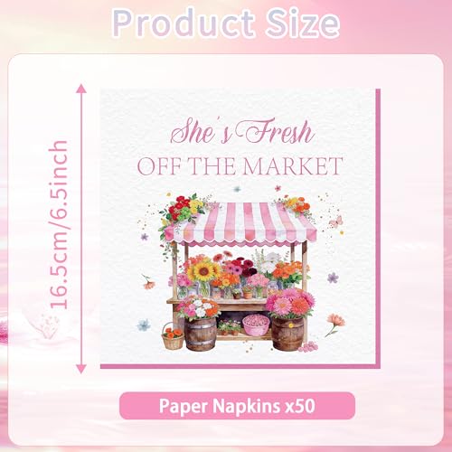 50Pcs She's Fresh off The Market Bridal Shower Napkins (Pink)