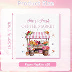 50Pcs She's Fresh off The Market Bridal Shower Napkins (Pink)