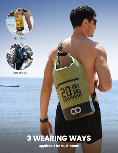 Dry Bag Waterproof Backpack with Phone Pouch 5L (Olive Green / 40L)