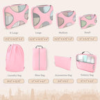 8 Set Packing Cubes for Travel (8 Set - Summer Pink / Set of 8)