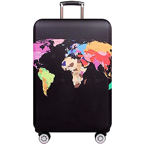 Thicker Luggage Cover Elastic Suitcase Cover Protector Fits 18 (World Map / XL)