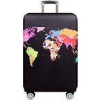 Thicker Luggage Cover Elastic Suitcase Cover Protector Fits 18 (World Map / XL)