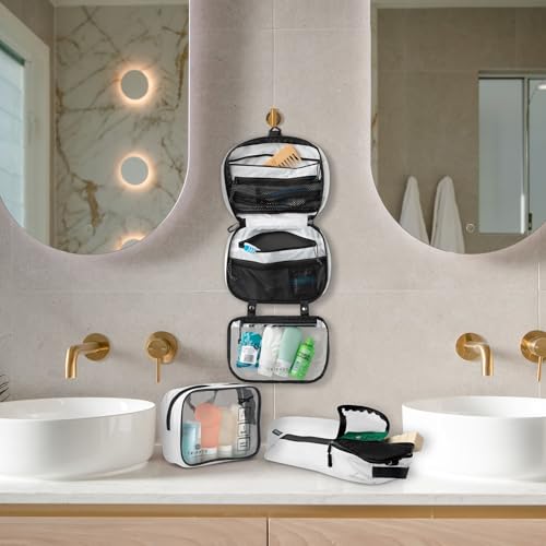 3 Piece Travel Toiletry Bag Set (White Ripstop)